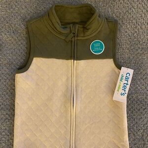 Carter's Quilted Vest - Olive and Cream